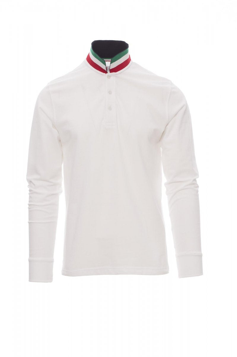 Langarm-Poloshirt Herren Long Nation – Weiß/Italien
