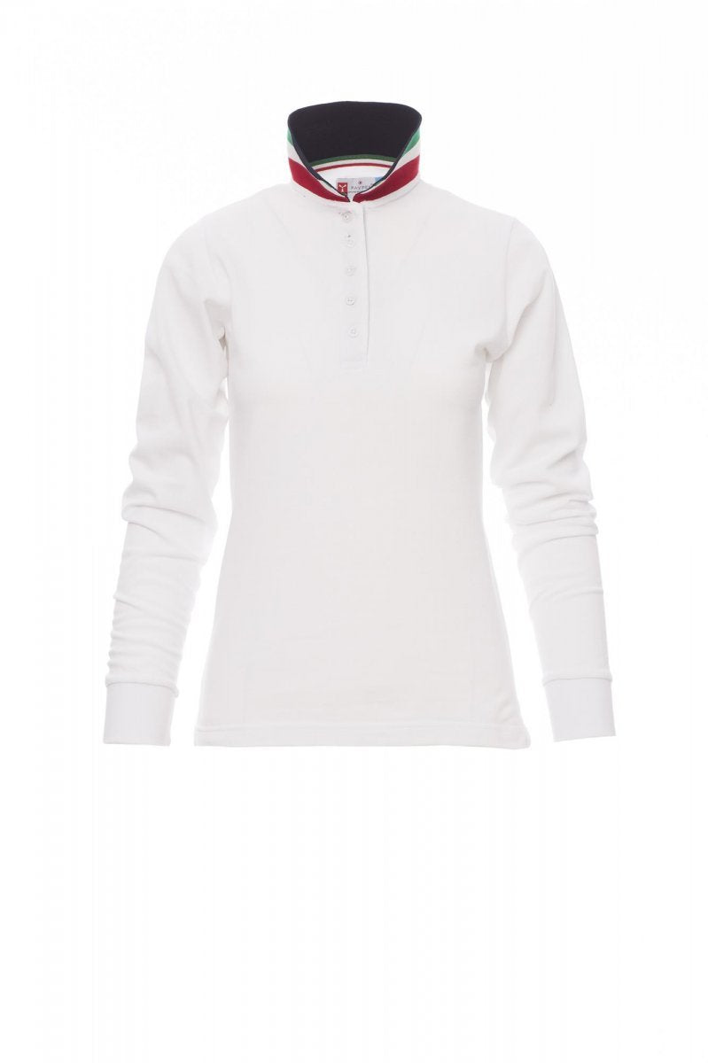 Langarm-Poloshirt Damen Long Nation Lady – Weiß/Italien