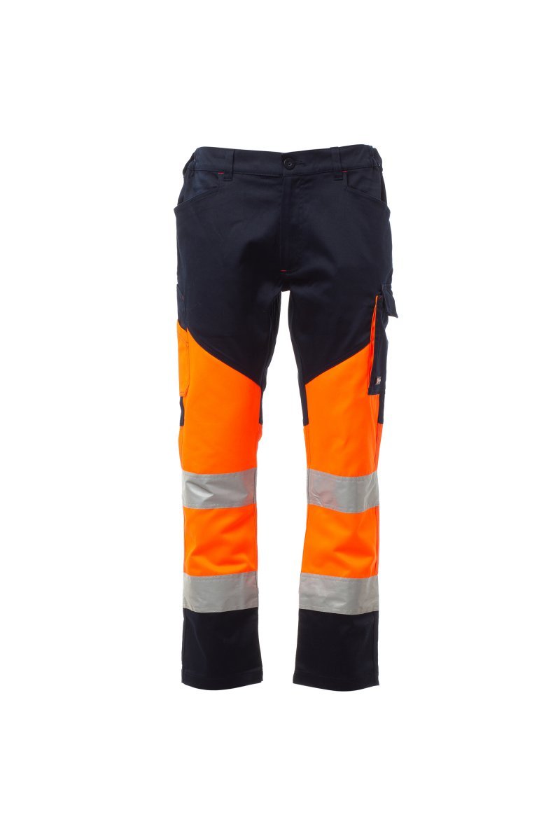 Cargohose Herren Working – Fluoorange/Marineblau