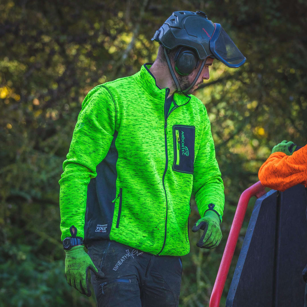 Kudu Plus Melange Reißverschluss Pullover Gelb