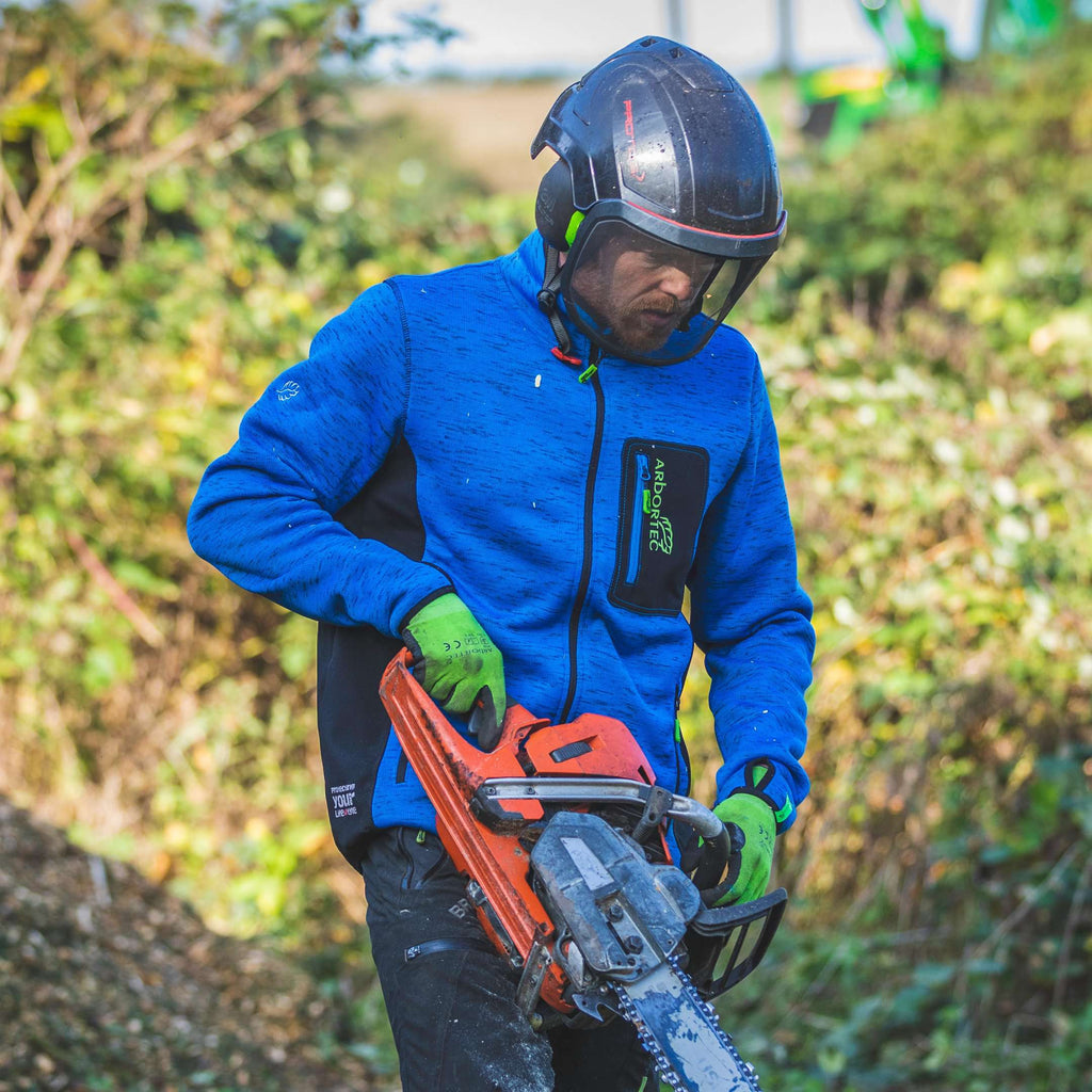 Kudu Plus Melange Reißverschluss Pullover Blau