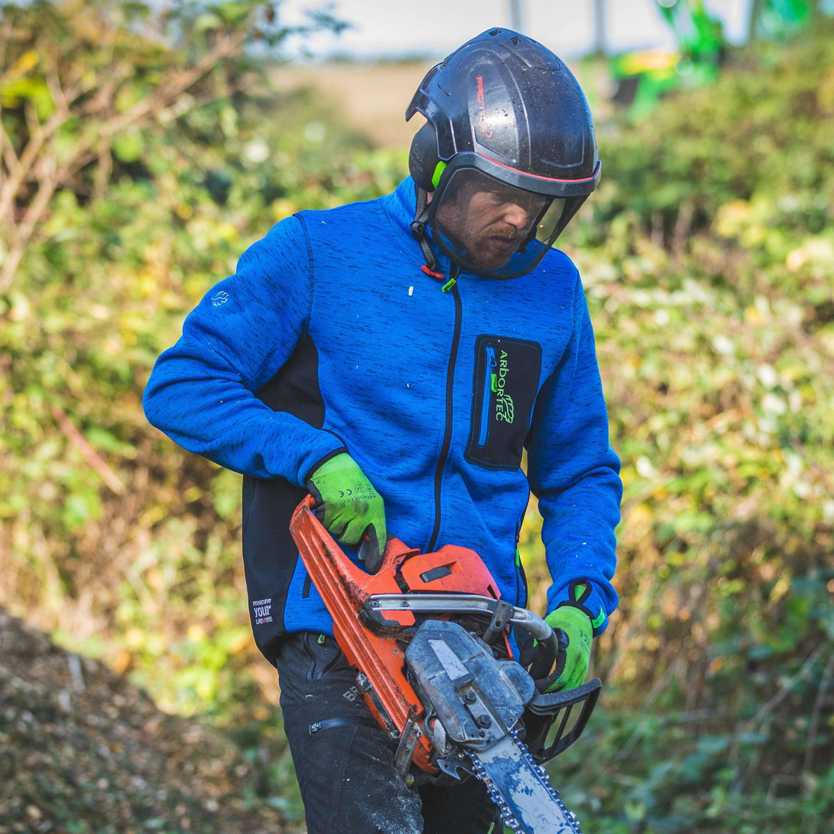 Kudu Plus Melange Reißverschluss Pullover Blau