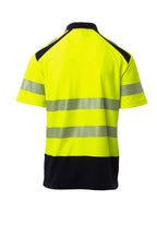 Poloshirt Herren Road – Fluogelb/Marineblau