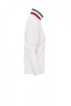 Langarm-Poloshirt Damen Long Nation Lady – Weiß/Italien
