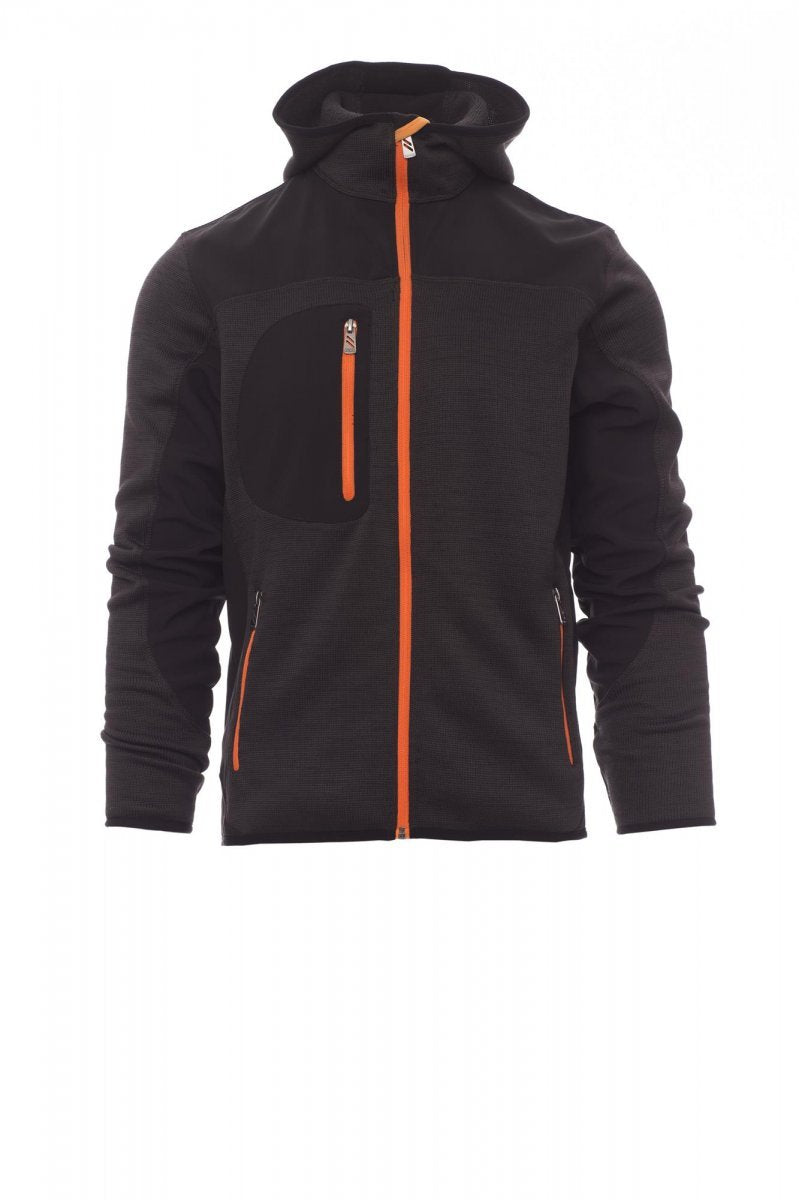Softshell Jacke Herren Trip – Stahlgrau Meliert/Schwarz-Fluoorange