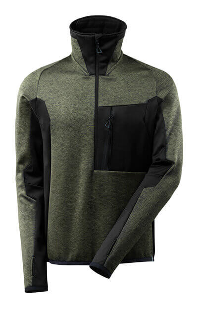 Fleecejacke mit kurzem Reißverschluss – mossgrün/schwarz