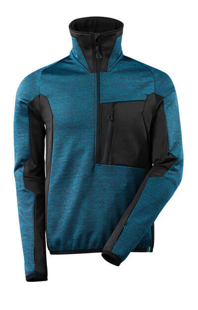 Fleecejacke mit kurzem Reißverschluss – Dunkelpetroleum/ schwarz