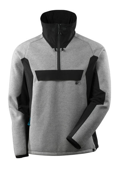 Jacke, Strick, k. Reißverschluss, Membra – grau-meliert/schwarz