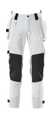 Hose mit Hängetaschen, Stretch – weiss