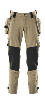 Hose mit Hängetaschen, Stretch – hellkhaki