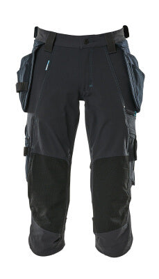 Dreiviertel-Hose, Hängetaschen, Stretch – schwarzblau