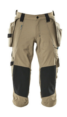 Dreiviertel-Hose, Hängetaschen, Stretch – hellkhaki