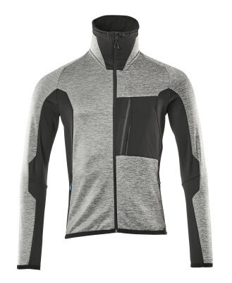 Fleecejacke mit Reißverschluss – grau-meliert/schwarz