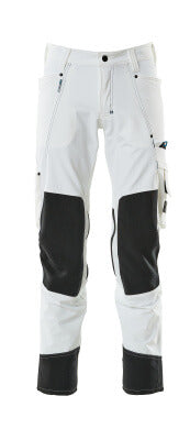Hose mit Knietaschen, Stretch, leicht – weiss