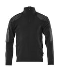 Strickpullover mit Verstärkungen, Wolle – schwarz