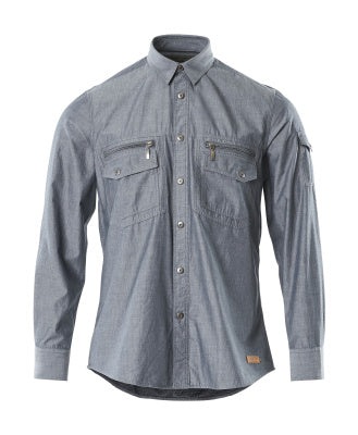 Hemd Chambray mit Netzfutter – gewaschener dunkler denim