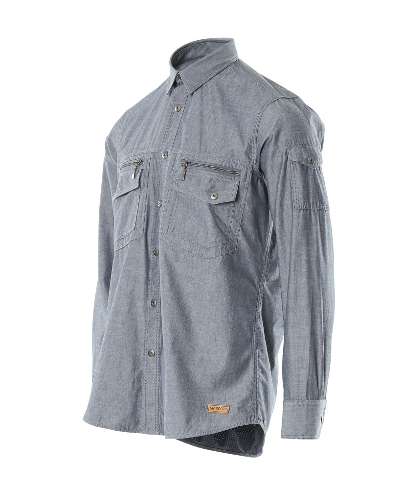 Hemd Chambray mit Netzfutter – schräg vorne