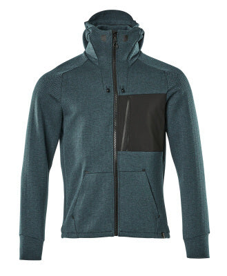 Kapuzenpullover, Reißverschluss – Dunkelpetroleum/ schwarz