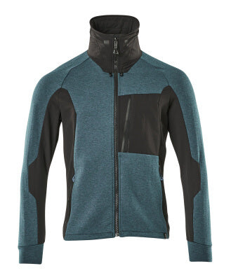 Sweatshirt, Reißverschluss, Stehkragen – Dunkelpetroleum/ schwarz