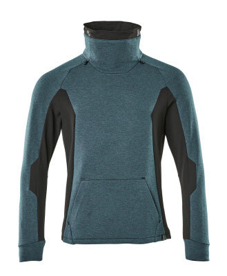 Sweatshirt mit regulierbaren Stehkragen – Dunkelpetroleum/ schwarz