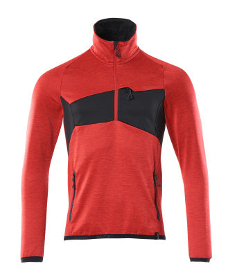Fleecejacke mit kurzem Reißverschluss – verkehrsrot/schwarz
