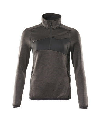 Fleecejacke mit kurzem Zipper, Damen – dunkelanthrazit/schwarz