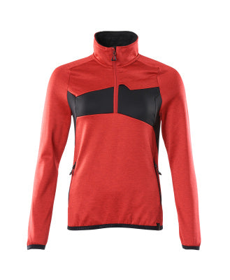 Fleecejacke mit kurzem Zipper, Damen – verkehrsrot/schwarz