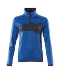 Fleecejacke mit kurzem Zipper, Damen – azurblau/schwarzblau