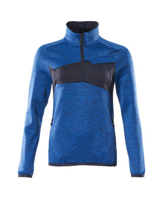 Fleecejacke mit kurzem Zipper, Damen – azurblau/schwarzblau