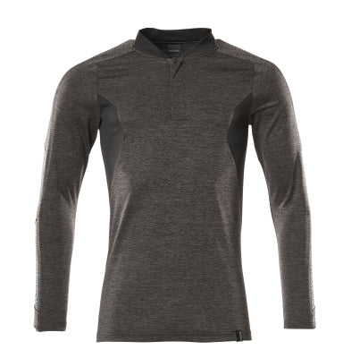 Polo-Shirt mit COOLMAX® PRO, Langarm – dunkelanthrazit/schwarz