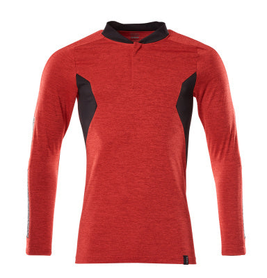 Polo-Shirt mit COOLMAX® PRO, Langarm – verkehrsrot/schwarz