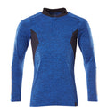 Polo-Shirt mit COOLMAX® PRO, Langarm – azurblau/schwarzblau