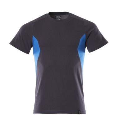 T-Shirt, moderne Passform – schwarzblau/azurblau