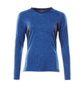 T-Shirt, Damen, mit COOLMAX®, Langarm – azurblau/schwarzblau