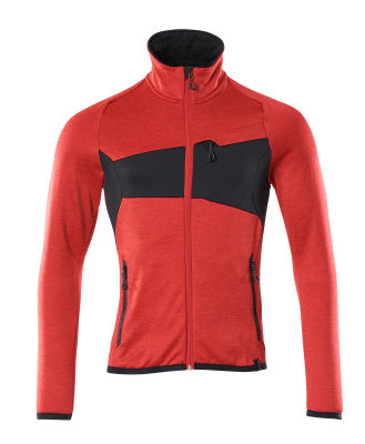 Fleecejacke mit Reißverschluss – verkehrsrot/schwarz