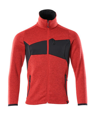 Strickpullover mit Reißverschluss – verkehrsrot/schwarz