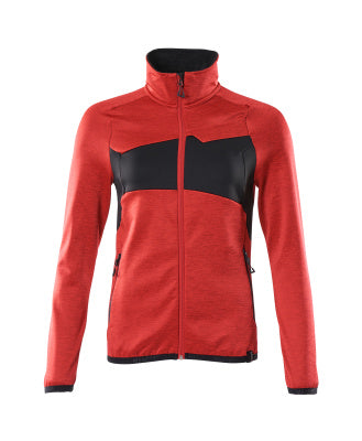 Fleecejacke mit Reißverschluss, Damen – verkehrsrot/schwarz
