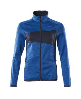 Fleecejacke mit Reißverschluss, Damen – azurblau/schwarzblau