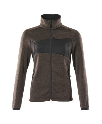 Strickpullover mit Reißverschluss, Damen – dunkelanthrazit/schwarz