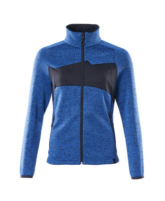 Strickpullover mit Reißverschluss, Damen – azurblau/schwarzblau