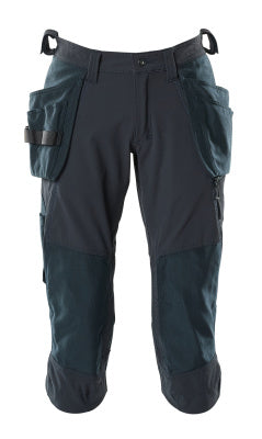 Dreiviertel-Hose, Hängetaschen, Stretch – schwarzblau