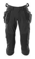 Dreiviertel-Hose, Hängetaschen, Stretch – schwarz