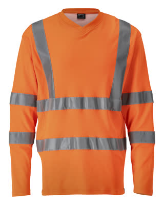 T-Shirt, V-Ausschnitt, lange Ärmel – hi-vis orange