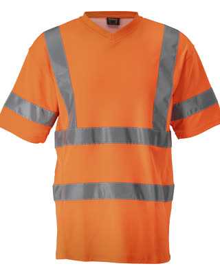 T-Shirt, V-Ausschnitt – hi-vis orange