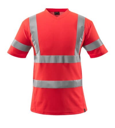 T-Shirt, V-Ausschnitt – hi-vis rot