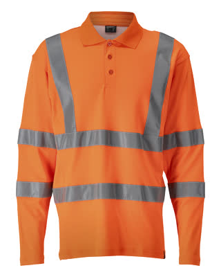 Polo-Shirt, lange Ärmel – hi-vis orange