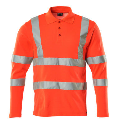 Polo-Shirt, lange Ärmel – hi-vis rot