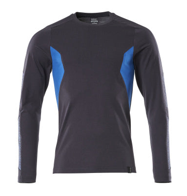T-Shirt, Langarm, Modern Fit – schwarzblau/azurblau