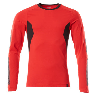 T-Shirt, Langarm, Modern Fit – verkehrsrot/schwarz