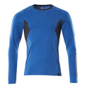 T-Shirt, Langarm, Modern Fit – azurblau/schwarzblau
